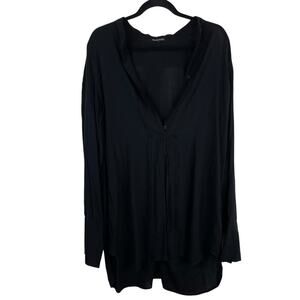 Ann Demeulemeester Pintuck Button Up Long Sleeve Tunic Top Black Size 36/Medium
